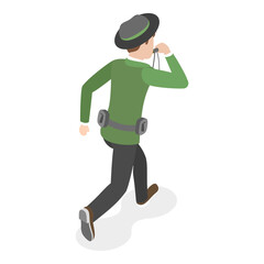 3D Isometric Flat Vector Set of Rangers, Nature Reserve Guards. Item 1