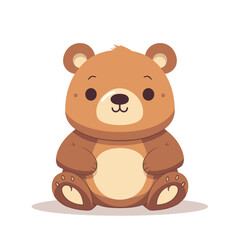 Teddy bear toy isolated on white background. Cute stuffed Toy. Vector stock