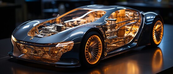 the wire model of a car,.