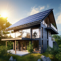 Constructed homes with solar panels on the roof.