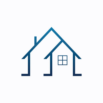 Nested lineal house logo, symbolizing shelter and residential concepts.