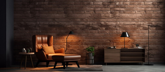 Living room loft in industrial style