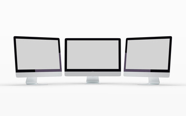 Copy of Realistic Computer, 3D Monitor, on white background.