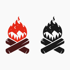 camp fire nature outdoor silhouette logo