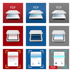 Scanner icon set. digital scanner. text scanning. Icon for mobile application. Vector illustration.