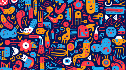 Colorful pattern doodle wallpaper and background