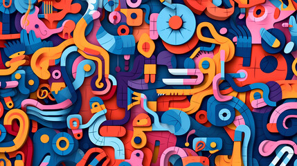 Colorful pattern doodle wallpaper and background