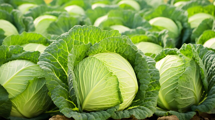 Ripe cabbage in the field