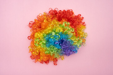 Funny Party concept Rainbow Clown Wig Fluffy Synthetic Cosplay Anime Fancy Wigs Festive Purim