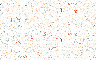 Digital painting. Abstract geometric colorful vector background with scribbles. Seamless colorful line doodle pattern, Simple childish doodle background