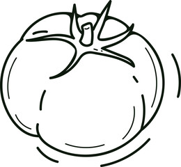 Bright white                                                                                           vector tomato on a white background. Juicy summer sticker isolated from background.