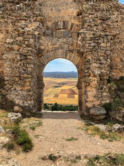 Fototapeta na wymiar View of the towers of the castle of Gormaz-Soria.