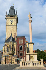 Fototapeta premium View at the town hall of Prague on Czech Republic