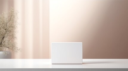 Skincare paper box packing mockup with lighting, white background pastel color minimal style