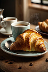 Croissant and Coffee Breakfast