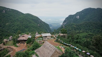 Beautiful village on the mountain at Ban Pha hee,  Chiang Rai Province, Thailand.