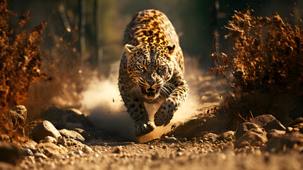 fast cheetah running after his prey