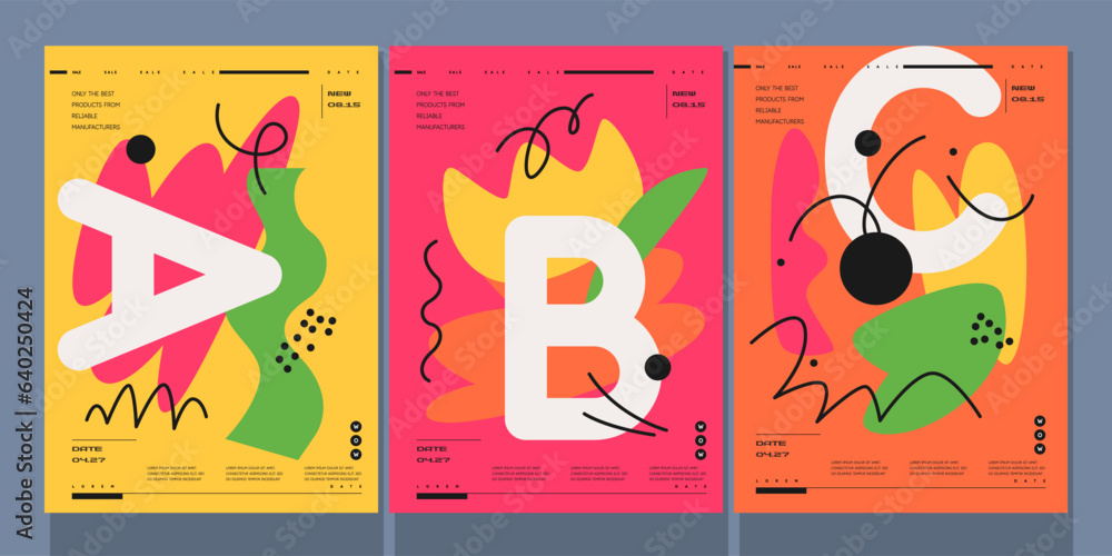 Poster a set of vector illustrations. abstract posters. images of geometric shapes and abstract elements.