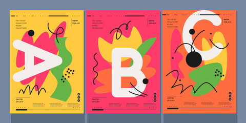 A set of vector illustrations. Abstract posters. Images of geometric shapes and abstract elements.