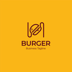 n letter burger shop logo design template vector 
