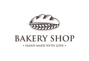Vintage Retro Bakery, Cake Shop Label Vector Logo Stamp. Bread logo design
