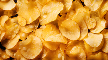 Potato chips background. Top view