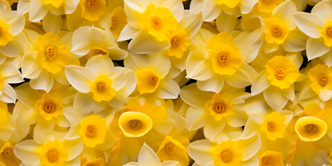 Daffodil flowers. Seamless texture. Beautiful floral pattern that repeats. - obrazy, fototapety, plakaty