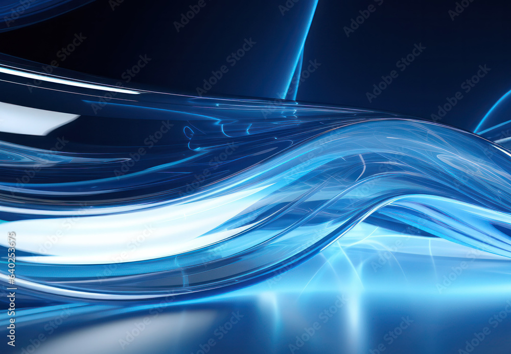Poster 3d render abstract background with dynamic curved glass elements-experience the elegance of transluc