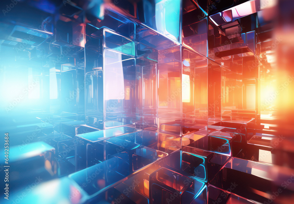 Poster 3d render abstract background with dynamic glass elements-experience the elegance of translucent gla