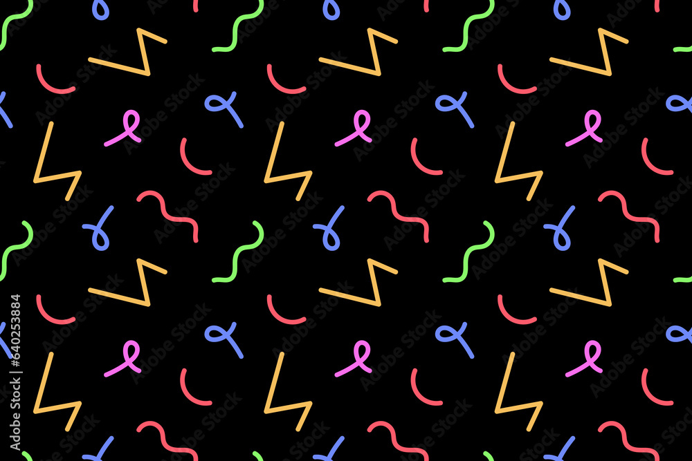 Poster color doodle seamless pattern. scribble and squiggle shapes.