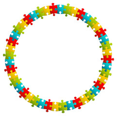 colorful puzzle round  frame