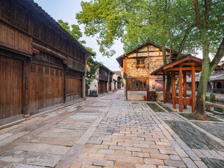 Night view of Puyuan, An ancient water town in Zhejiang Province, China.