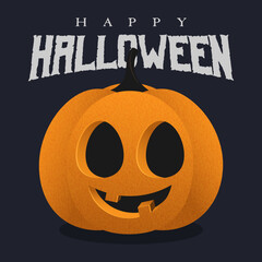Happy Halloween square banner with a smiling pumpkin character