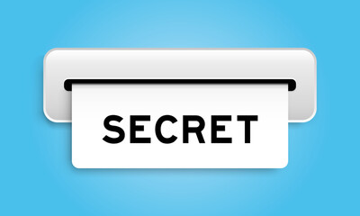 White coupon banner with word secret from machine on blue color background