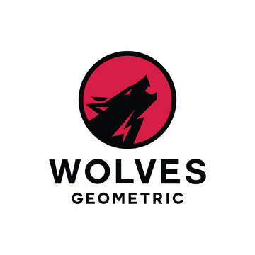Silhouette Wolf Geometric Logo Vector Graphic Design Emblem Symbol and Icon
