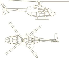 Vector sketch illustration detailed design of a commercial heli plane for inter-island local flights carrying few passengers