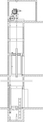 Vector sketch illustration detailed design of how elevator works