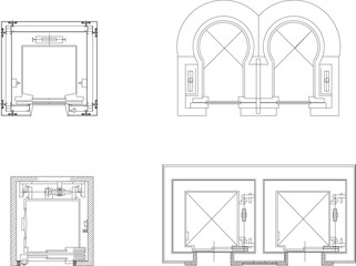 Vector sketch illustration detailed design of how elevator works