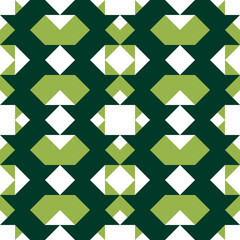 Seamless pattern with geometric motifs in three colors