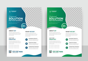 Modern Creative Corporate business flyer template design set or a4 flyer template with blue, green. marketing, business proposal, promotion flyer 