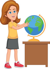 Fototapeta premium cute girl with earth globe