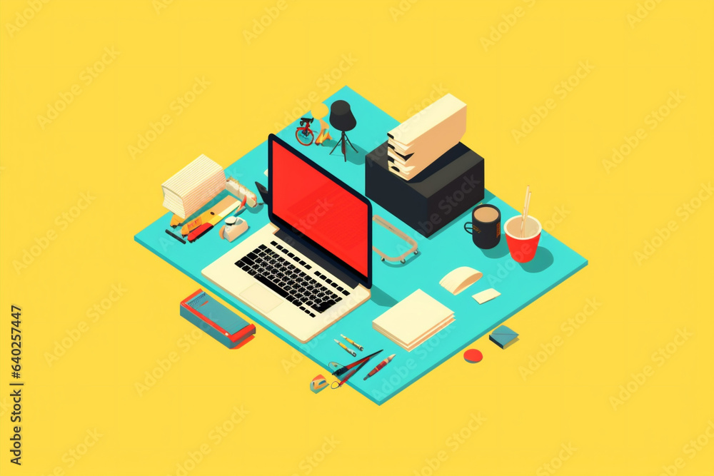 Poster computer laptop design business gadget background web desktop colours technology modern. generative 
