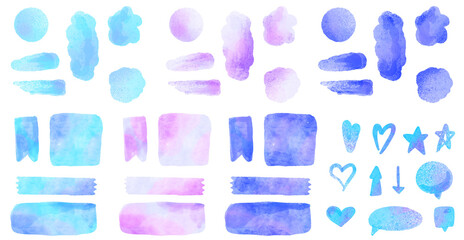 Artistic Watercolor Splashes and Strokes: A Collection of Vibrant, Cute PNG Shapes. Washes, ink splashes and highlighters for digital planner, journals and good notes stickers