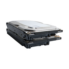 Two stacks of computer storage isolated on a transparent background