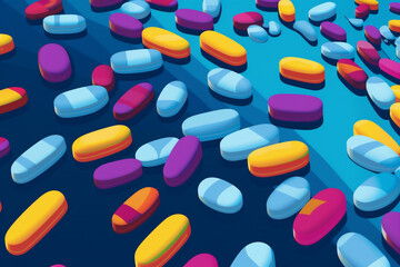 illustration medicine pill medical capsule medication tablet pharmaceutical drug pharmacy. Generative AI.
