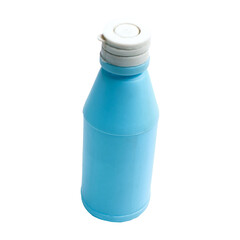 Liquid blue bottle isolated on a transparent background