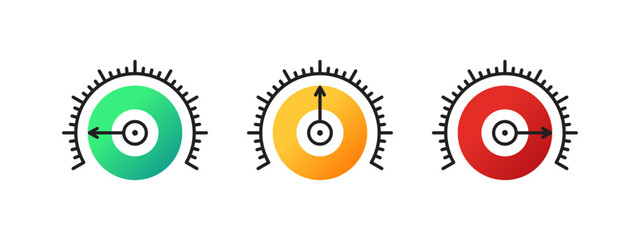 Risk concept on speedometer. Risk Gauge Scale. Performance indicator. Vector scalable graphics