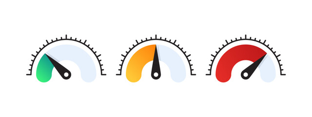 Risk Gauge Scale. Speed dial indicator. Performance indicator. Vector scalable graphics
