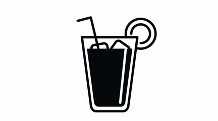 Drink Icon. Vector isolated illustration of a glass with liquid and a straw