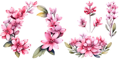 Obraz premium Watercolor Beautiful wedding wreath with Centranthus ruber flowers and an element bundle